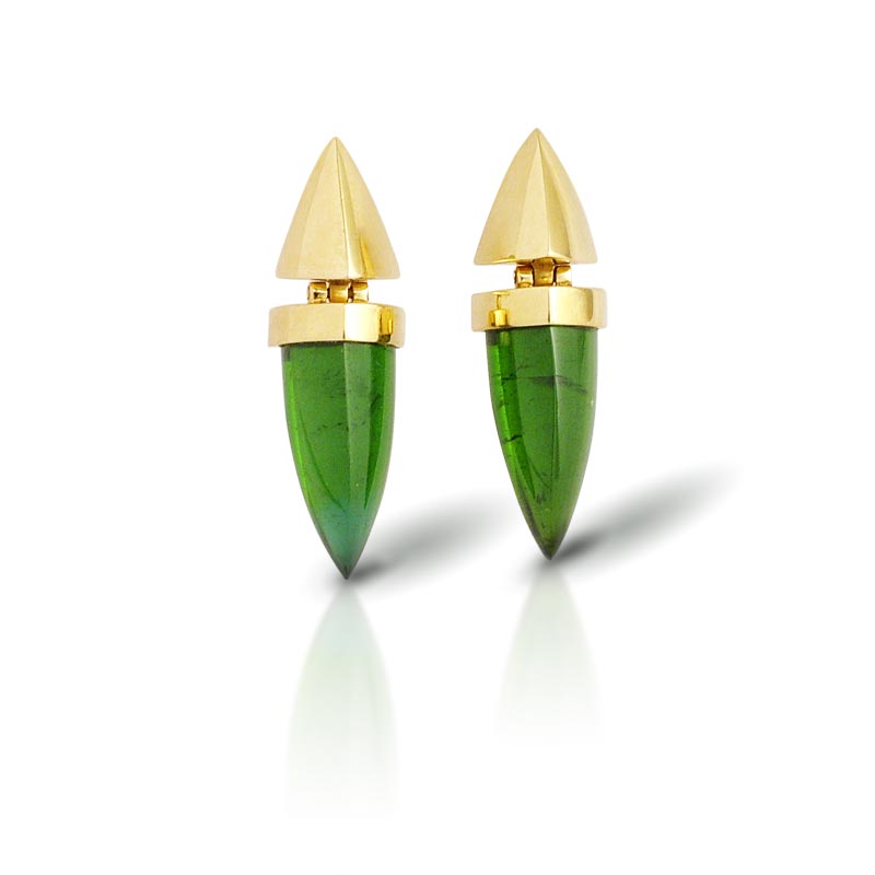 Earrings in gold with tourmalines