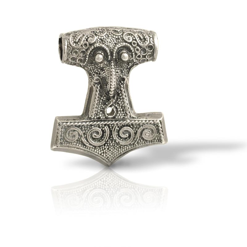 Thors Hammer aus Schonen in Silber antik