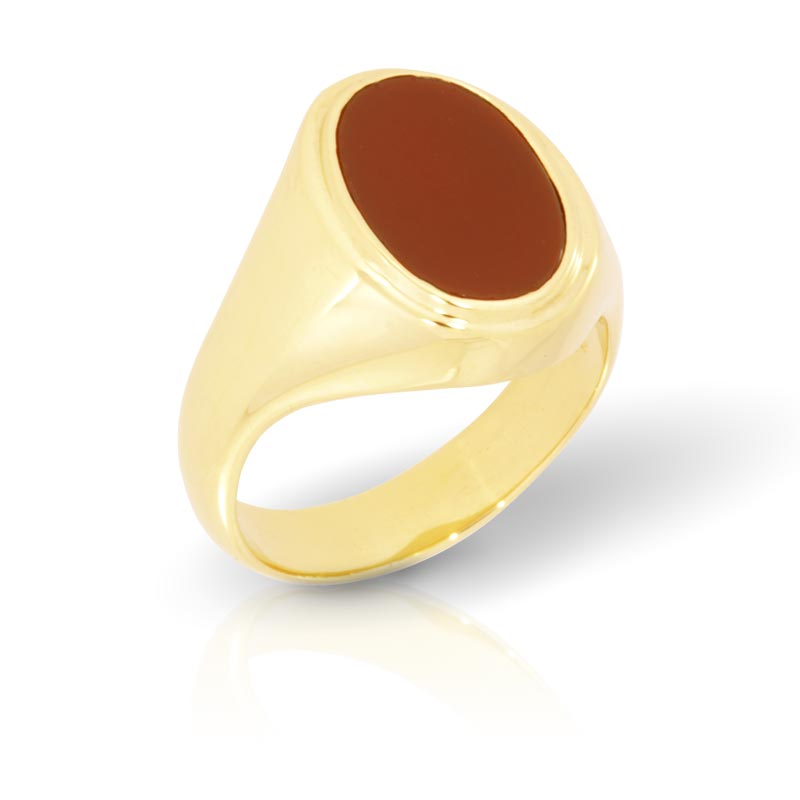Gents ring in gold with carnelian