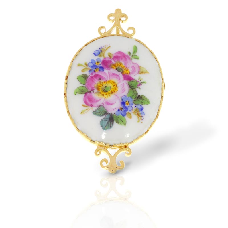 Pendant in Gold with porcelain