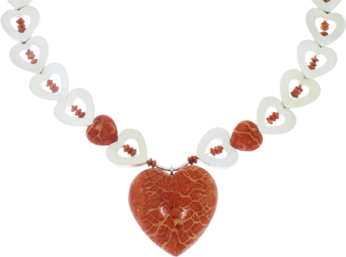 Collier Silber mit Schaumkoralle